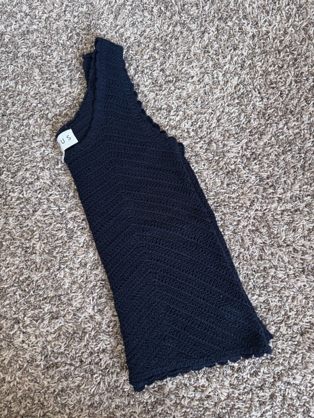 HIATUS Crocheted Scalloped Knit Tank Top